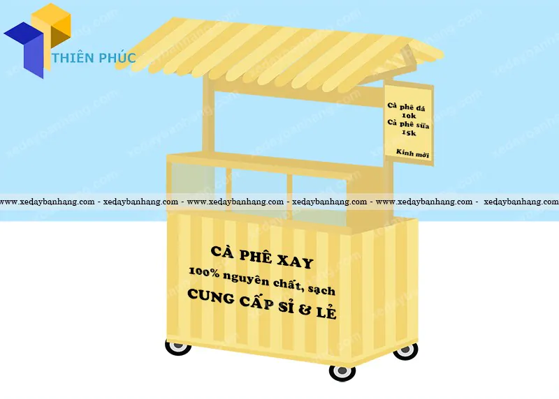 Xe bán cà phê nước giải khát bằng gỗ giá rẻ PLXD05